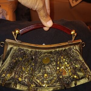 Elegant Beaded Gold Clutch